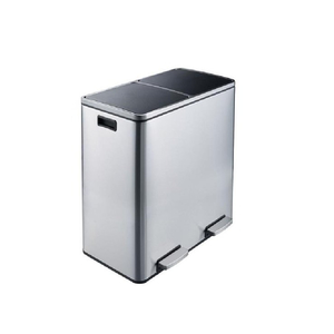Stainless Steel 60L Stainless Steel Dual Compartment Trash Can - Matt Silver