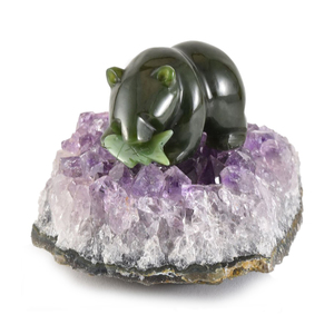 Jade and Amethyst Bear Sculpture