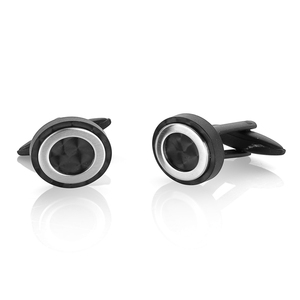 Stainless Steel Black IP Carbon Fiber Cufflinks