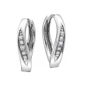 10 Karat Round Diamond Huggie Earrings with Velour Box