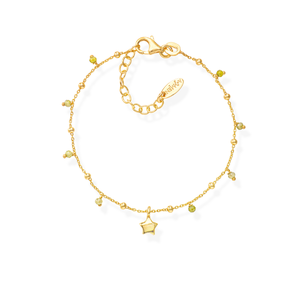 Rounded Star and Green Crystal Bracelet
